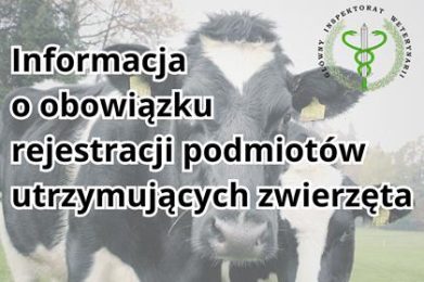 Informacja o obowiązku rejestracji podmiotów utrzymujących zwierzęta