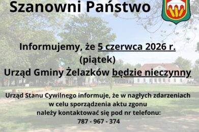 5 czerwca – Urząd Gminy nieczynny